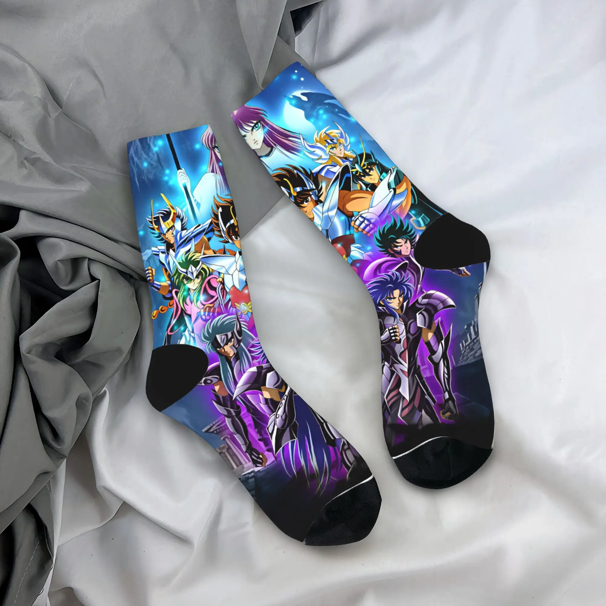Saints Seiyas Gold Saints Stockings  Vintage Socks Couple Soft Socks Autumn Outdoor Sports Pattern Non Slip Socks Birthday Gift