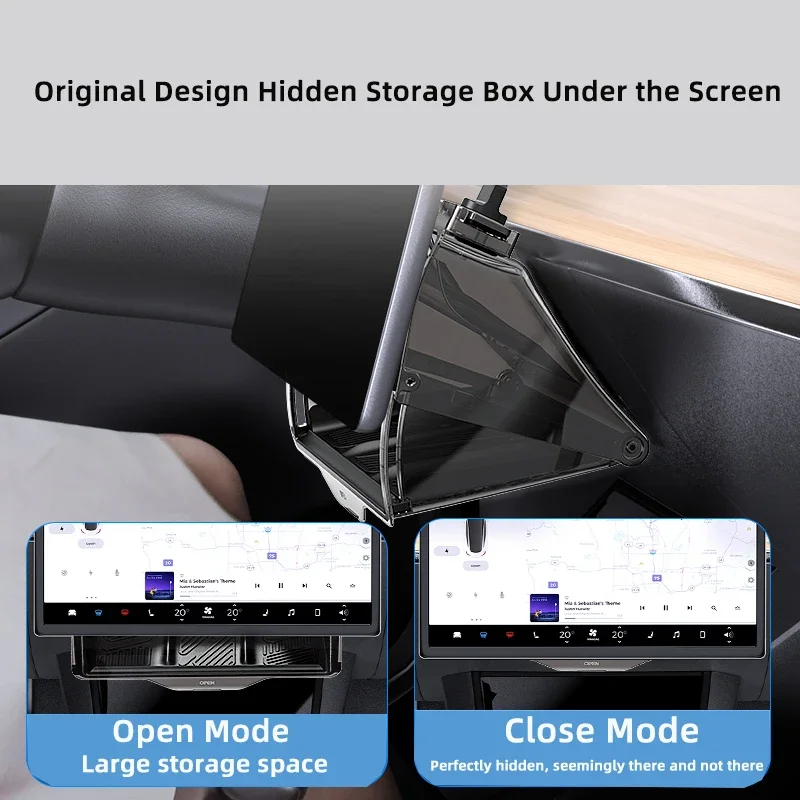 TEEQ per Tesla Model 3 Highland 2023 2024 Model Y Center console scatola portaoggetti nascosta sotto schermo nuovi accessori per scatole portaoggetti