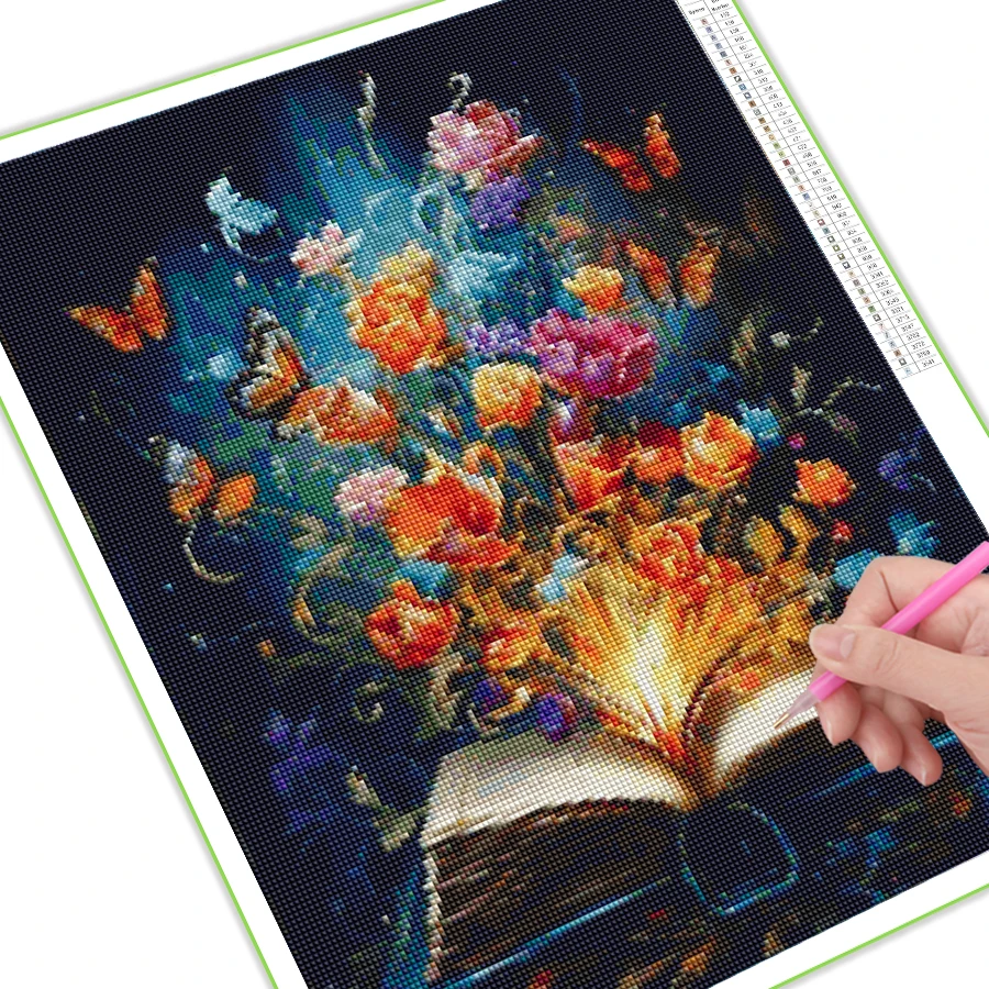 Magic Book Scenery Mosaic Art Painting Kits New Diy Full Square Round Drill Rhinestone Embroidery Butterfly Wall Decor AA5069