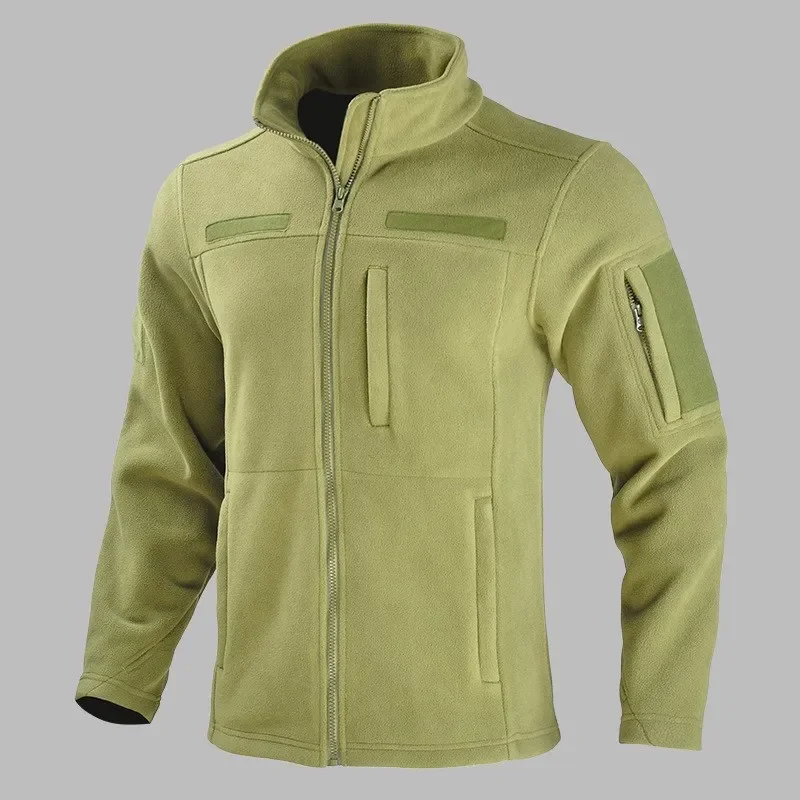 Tactical Stand Collar Fleece Men Autumn Winter Outdoor Thicken Warm Fleece Coat Multi-pocket Military Fleece Liner