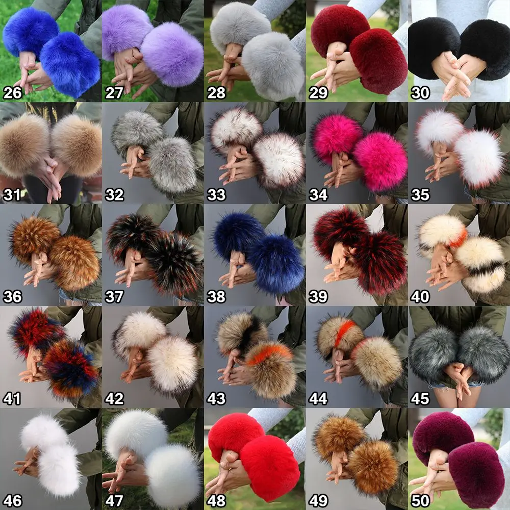 Gelang Penghangat Modis Musim Dingin Wanita Manset Mewah Bulu Palsu Lengan Luar Pergelangan Tangan Tahan Angin