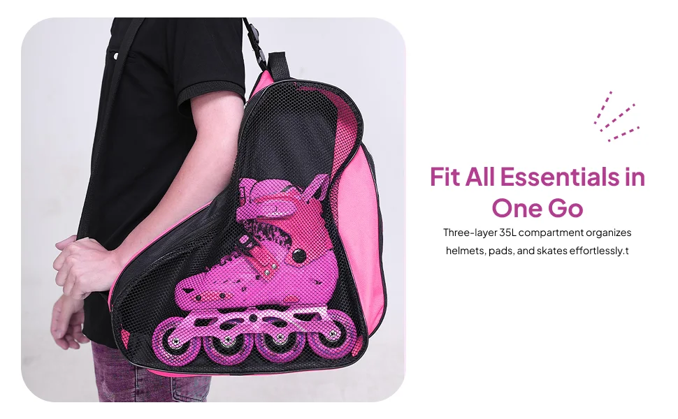 

3 Layers Skate Carry Bag for Kids Roller Skates Inline Skates Ice Skates