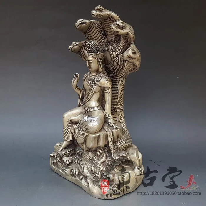 Special Antique Bronze Silver-plated Dragon Tree Bodhisattva Bronze Ornaments, Inheritance Of The Guru, Eight Ancestors, Two Vic