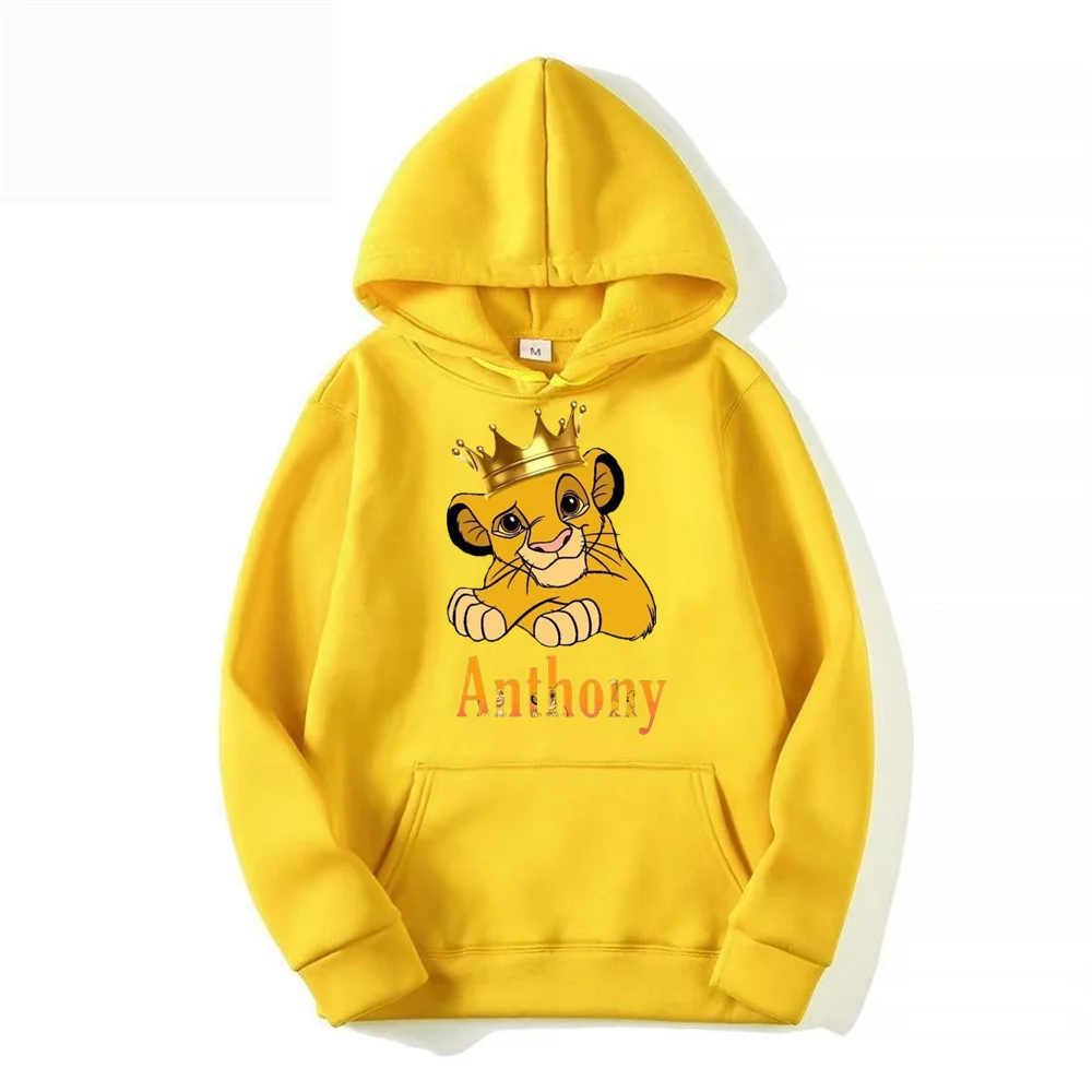 Hoodie Disney The Lion King, pakaian kasual musim semi dan musim gugur, Hoodie bertudung untuk pasangan pria dan wanita, lingkaran Anime kartun