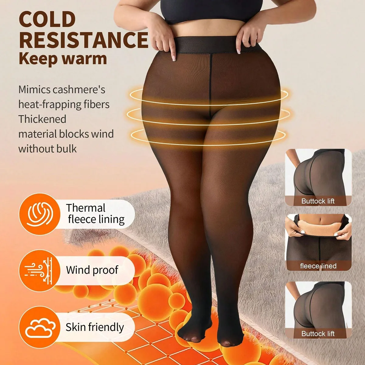 2026 New One Seam Fleece Lined Tights Sexy Black Shaping Thermal Leggings Translucent Pantyhose Sheer Fleece Leggings Plus Size