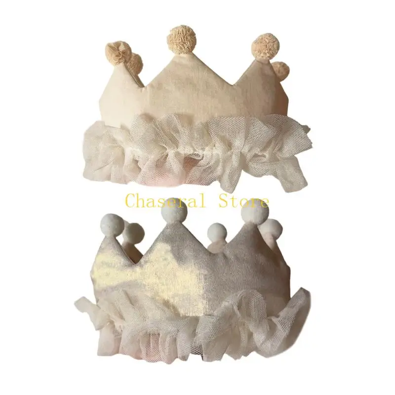 

E7CE Soft Fabric Newborns Celebration Crown Headwear Photo Props Accessory Headwear