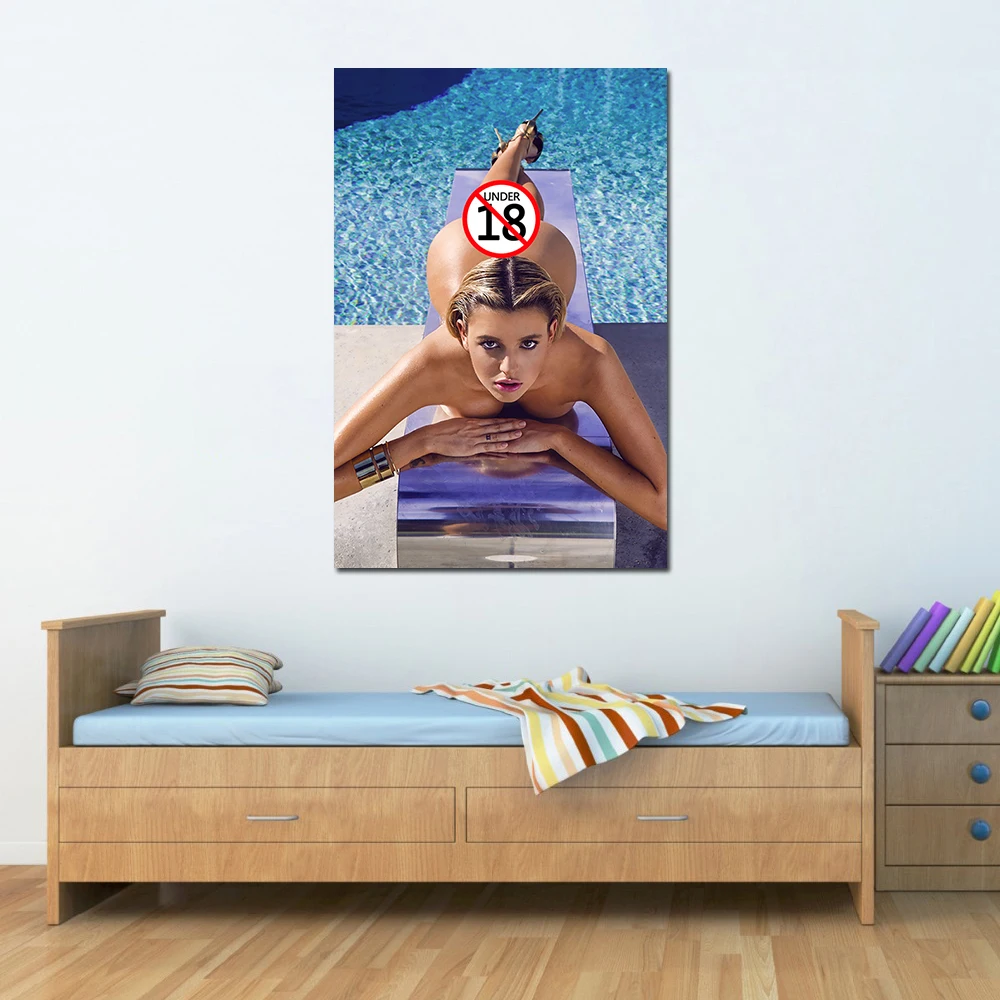 Modern Art Decorative Paintings Nude Girl by the Pool Wall Picture Canvas Posters and Prints Bedroom Home Decor