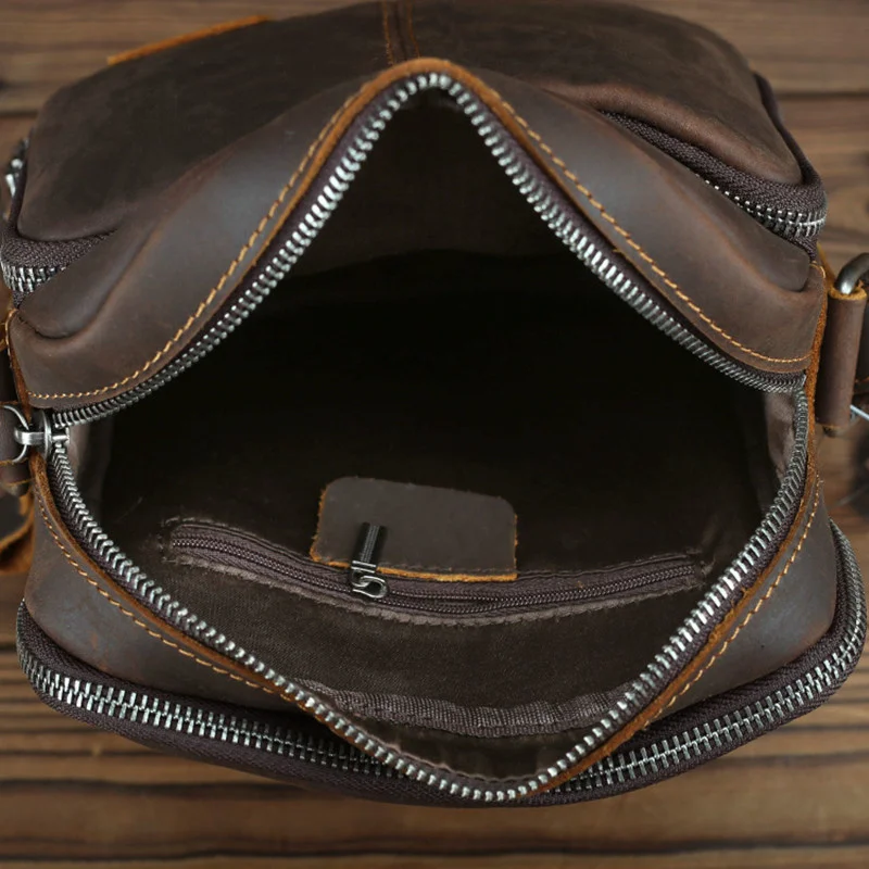 Bolso de hombro de cuero genuino para hombre, bandolera informal para exteriores