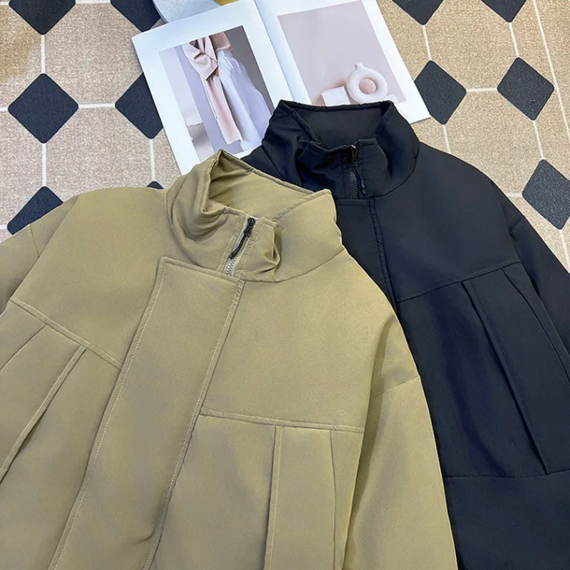 Winter staande kraag katoenen jas voor mannen effen kleur eenvoudige splitsen dikke jas Koreaanse casual mode losse mannelijke jassen