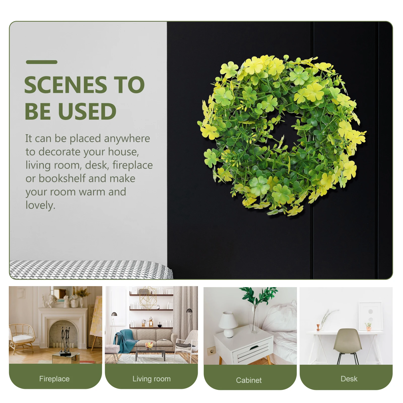 

1Pcs St. Patrick's Day Four Leaf Clover Wreath Hanging Door Decor Party Garland Pendant Festival Ornament Plastic Wreath