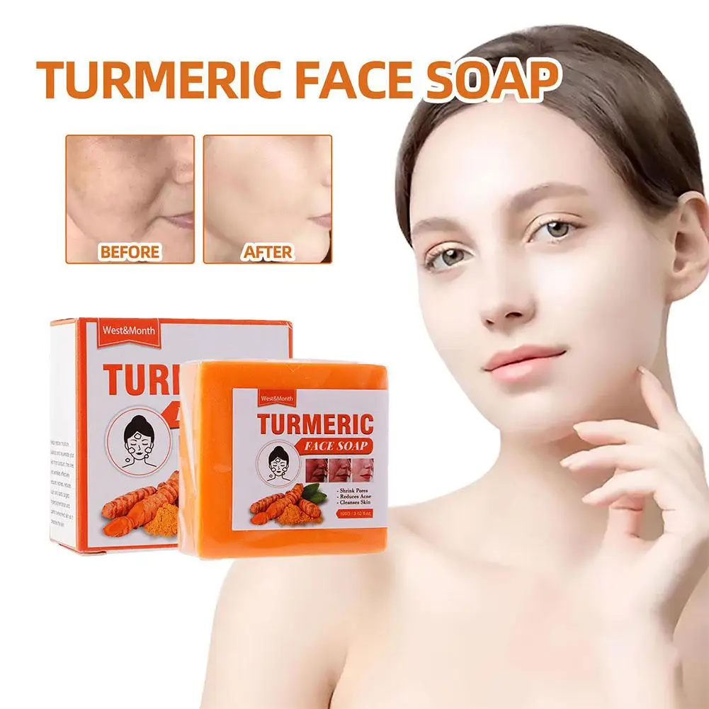 Turmeric Soap Face Cleansing Anti Acne Whitening Skin Pimples Ginger Lightening Lightening Spots Remove Soap Dark Face Care