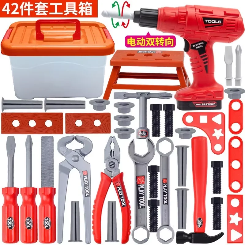 Kinder-Reparatur-Werkzeugkasten-Spielset, Simulierte Ingenieurwerkzeuge mit Bohrer, Lehrreiches Rollenspiel-Geschenk für Jungen