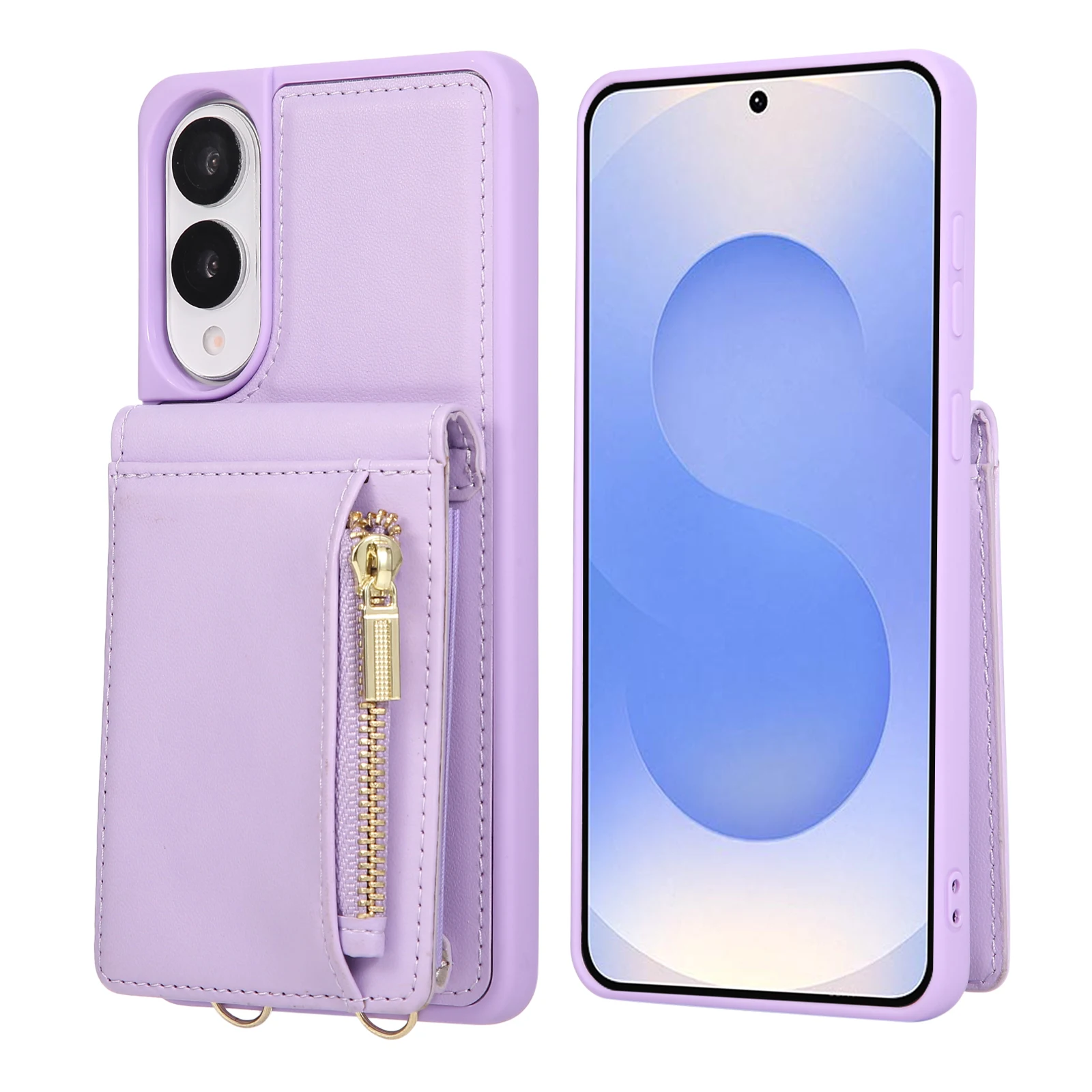 for Samsung Galaxy S25 Edge S25 Ultra S25 Plus S24 Ultra S24 FE S23 Fe Leather Zipper Slot Protector With Crossbody Phone Case