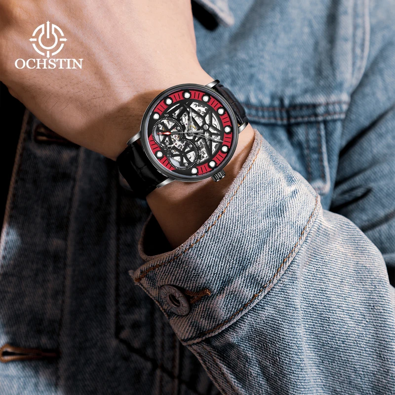 OCHSTIN Hot Model 2024 Masterpiece Craftsman Series Trendy Personalized Swiss Skeleton Mechanical Movement Men's MechanicalWatch