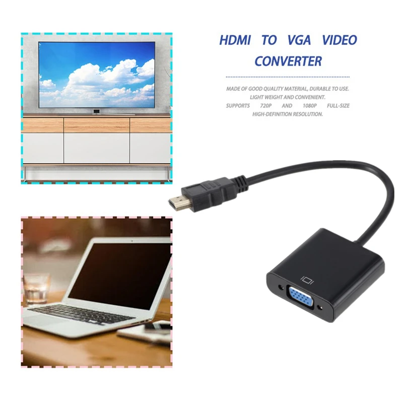 1080P HDMI-compatible to VGA Adapter Digital to Analog Converter Cable For Xbox PS4 PC Laptop TV Box to HDTV Projector Displayer