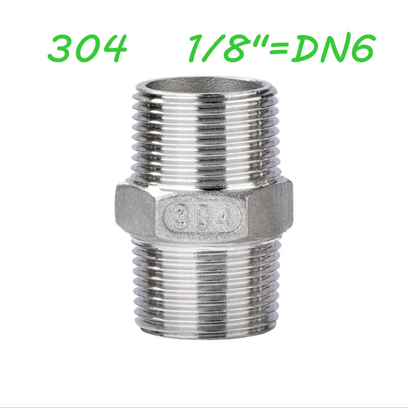 

1/8" DN6 NPT Male Thread 304 Stainless Steel Hex Nipple Pipe Fitting Union Connector for hydraulic