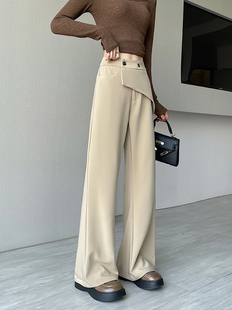 

Women's Wide Leg Suit Pants Color High Waist Casual Trousers Spring 2026 New Design Butt Curtain Covering Pants