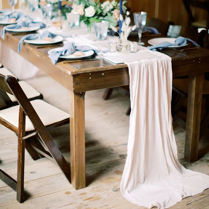 Dinning table rust table cloth set wedding decoration cotton gauze dusty blue napkins towels gift Christmas table runner