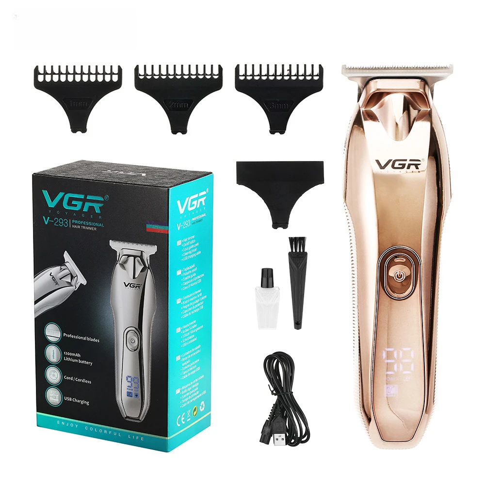 Electric Hair Clipper VGR293 Mini LED Display USB Rechargeable Cordless Trimmer For Men Women Kids