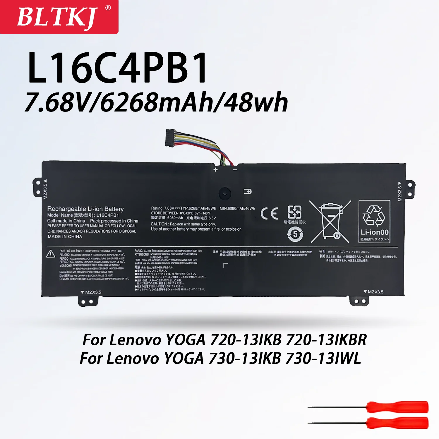 

L16C4PB1 7.68V 48Wh For Lenovo Yoga Laptop Battery 720-13IKB 720- 13IKBR 720-13IWL 730-13IKB 730-13IWL L16L4PB1 L16M4PB1