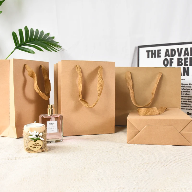 

Multi Size Kraft Paper Gift Bags with Handles Flower Shop Kraft Paper Bag New Year DIY Decor Bag Wedding Birthday Party Gift Bag