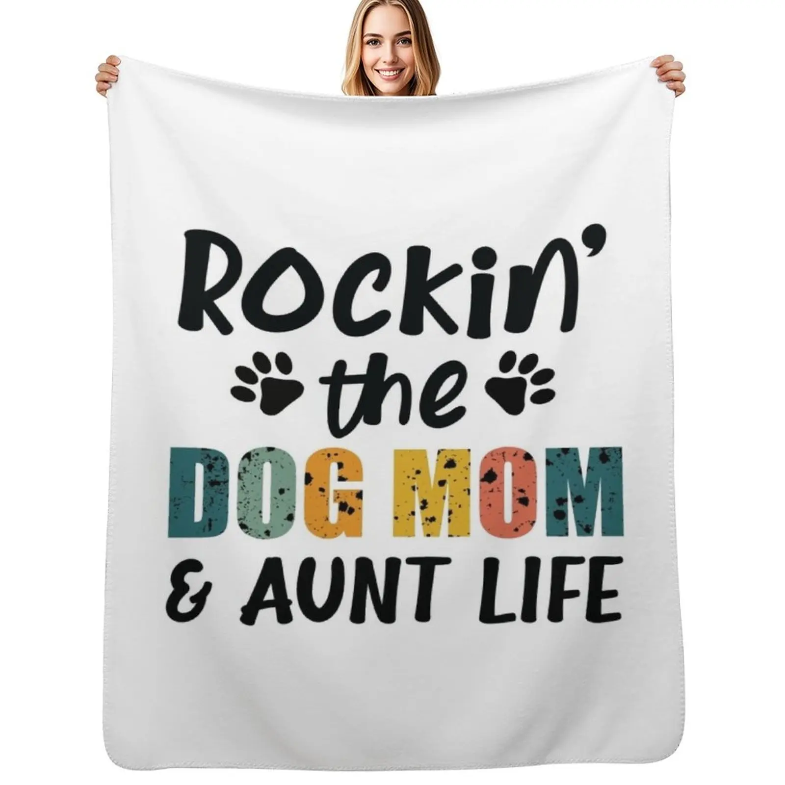

Rockin the dog mom and aunt life, Funny Dog Mom gift Throw Blanket Blankets For Baby Plaid on the sofa Decorative Sofas Blankets