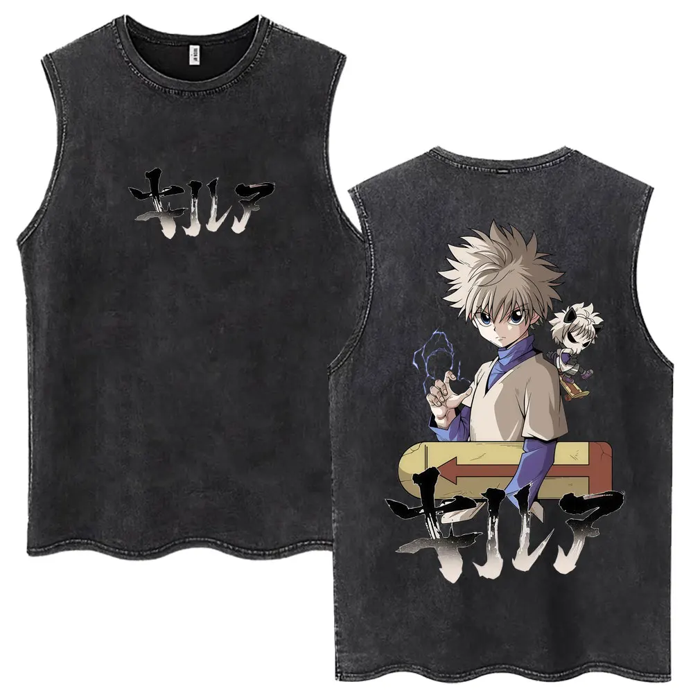 

Washed Cut Off Sleeveless Vest Hunter X Hunter Killua Zoldyck Front Back Anime Graphic Unisex Loose Retro Harajuku Tank Top