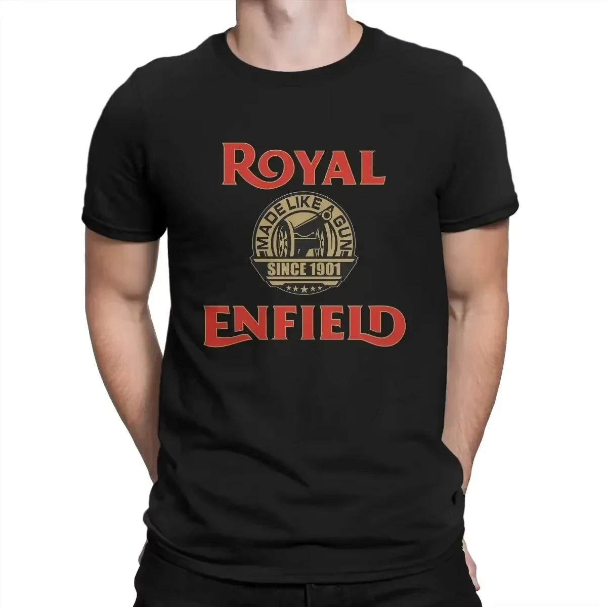 Amazing Royal Enfields Motorcycles T Shirt Men Biker Made Like A Gun Casual Clothes Short Sleeve Tee British Retro Nostalgic Top