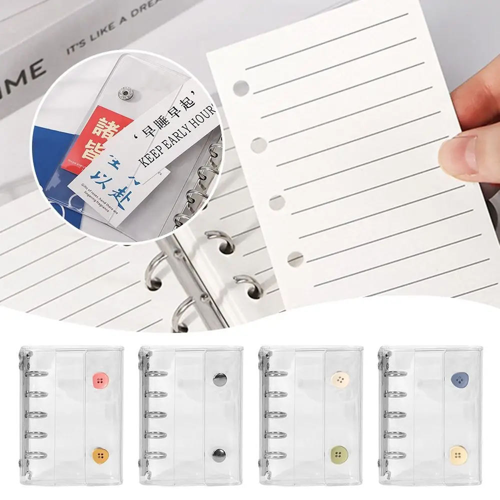 M5 Notebook Cover Double Button Cover Loose Leaf Binder Cover Transparent Inner Pages Hand Account Diary