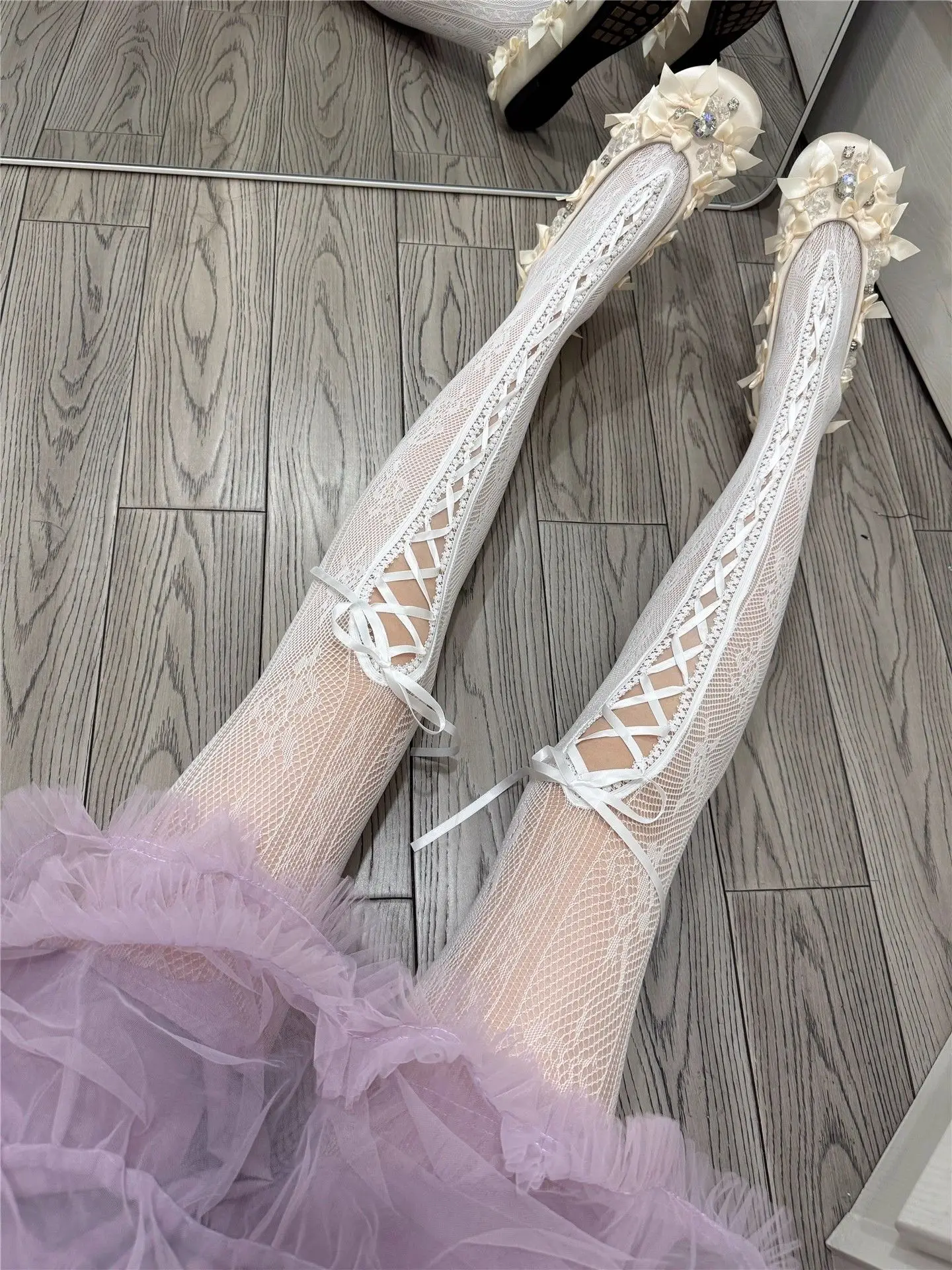 

Leg Warmers Lace Ruffle Women's Vintage Gothic Cute Harajuku Y2k Spicy Girl Bandage Socks Knee High Slimming