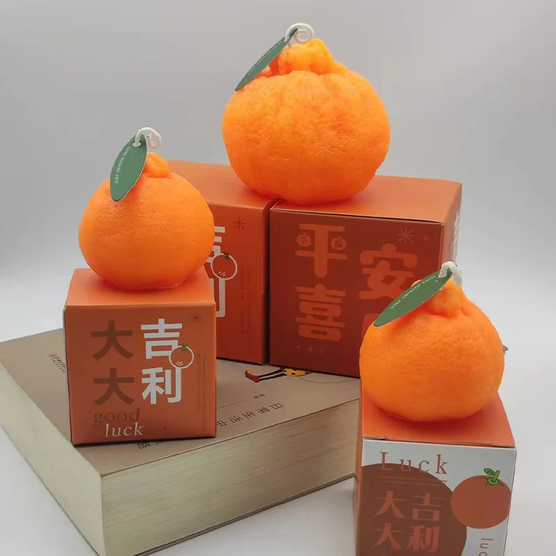 Lot de 4 bougies parfumées créatives en forme d'orange, thème Fortune, grand format, parfum d'orange, joli ornement de bureau, cadeau de mariage