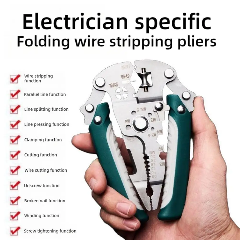 16 in 1 pieghevole spelafili puleggia design multifunzione elettricista filo splitter filo avvolgimento pinza a crimpare strumento manuale