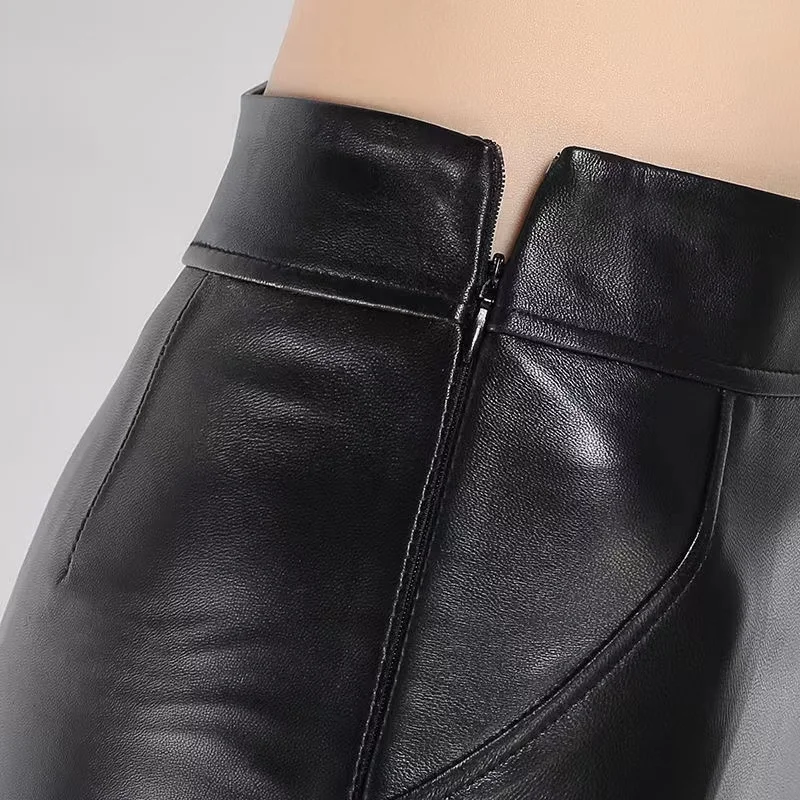 Black Matte Leather Mini Skirt Women High Waist Faux PU Pencil Skirt Side Zip Ladies Elegant A-Line Skirt Clubwear Custom New