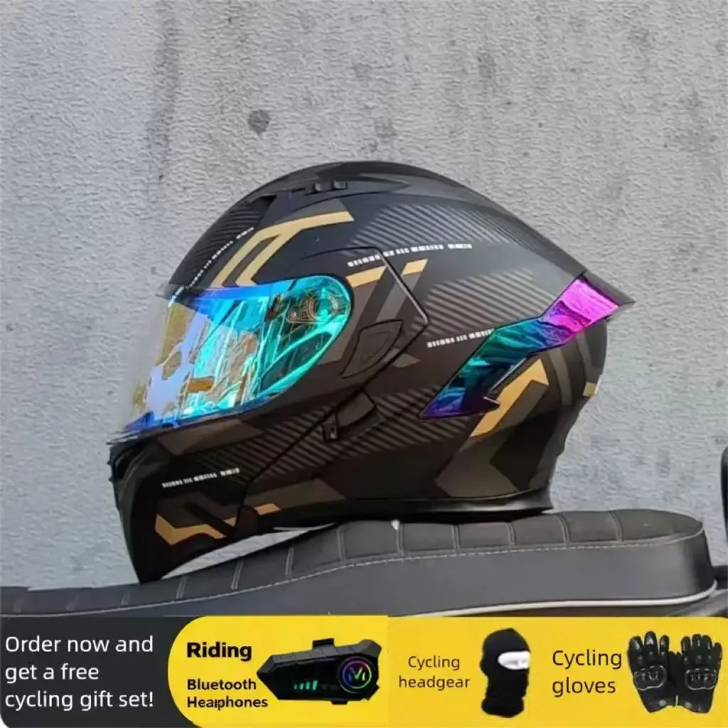 

Motorcycle helmet Bluetooth facelift helmet, male and female motorcycle semi full face helmet, universal 3C certification