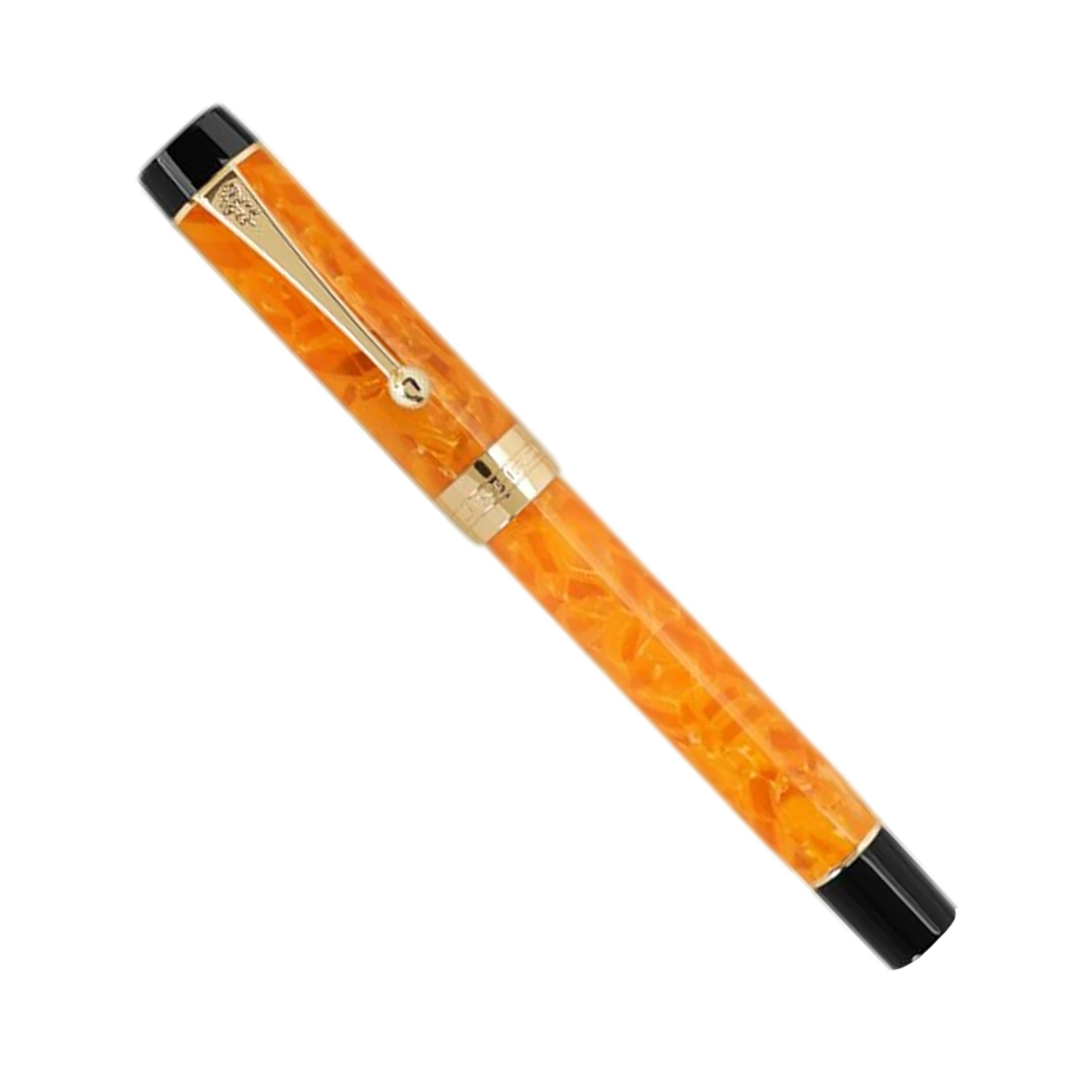 Imagem -04 - Jinhao 100 Centenário Resina Caneta-tinteiro Iridum f Nib com Conversor Sliver Clipe Escritório de Negócios Escrita Canetas Laranja Presentes Novo