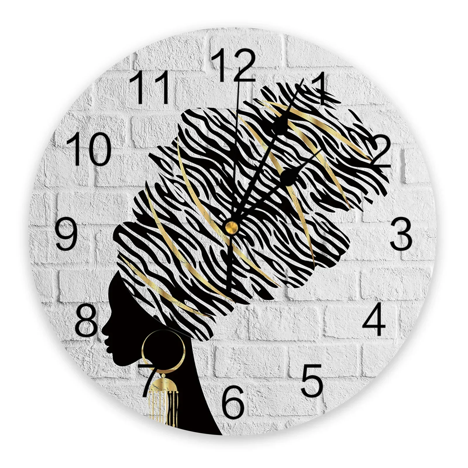 African Black Women Kitchen Round Wall Clocks Desktop Digital Clock Non-ticking Creative Childrens Room  Watch