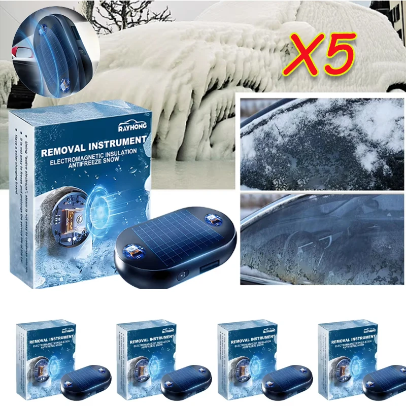 

5PCS Car Portable Antifreeze Defroster Solar/USB Car Window Antifreeze Tool Winter De-icing Device Quick Snow Thinner