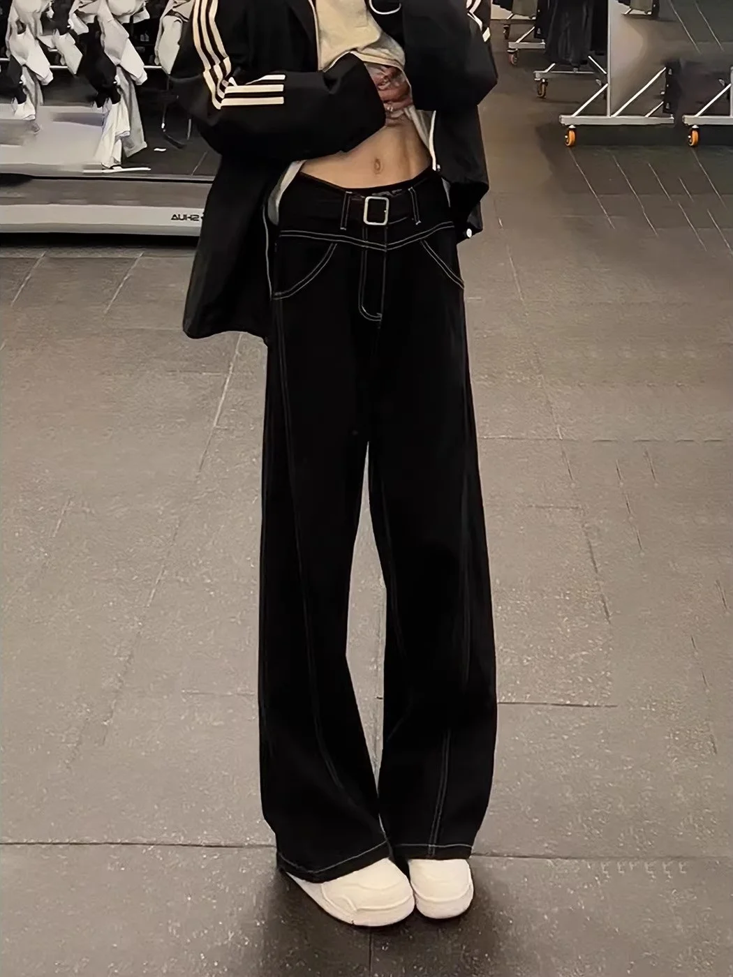 

American Sle Bla Knife Men's Jeans Autumn Winter Straight Loose Wide Leg Pants Youth Faion Wear Resistant
