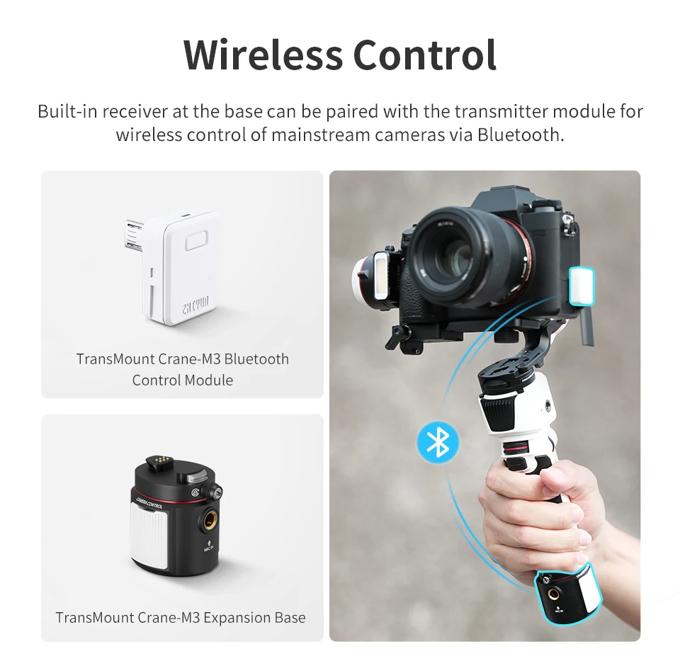 M3 Gimbal 3-Axis Handheld Stabilizer All in One Design for Mirrorless,Smartphone,Action