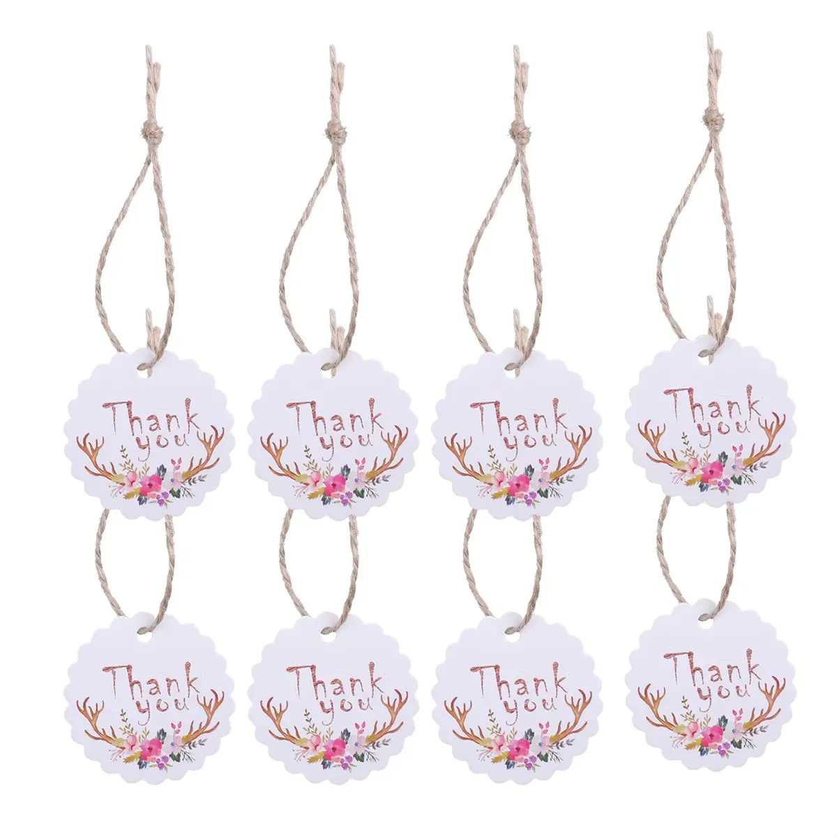 

50 Pcs The Gift Wedding Tags Baking Hangtag Flowers Beautiful Colorful Thank You