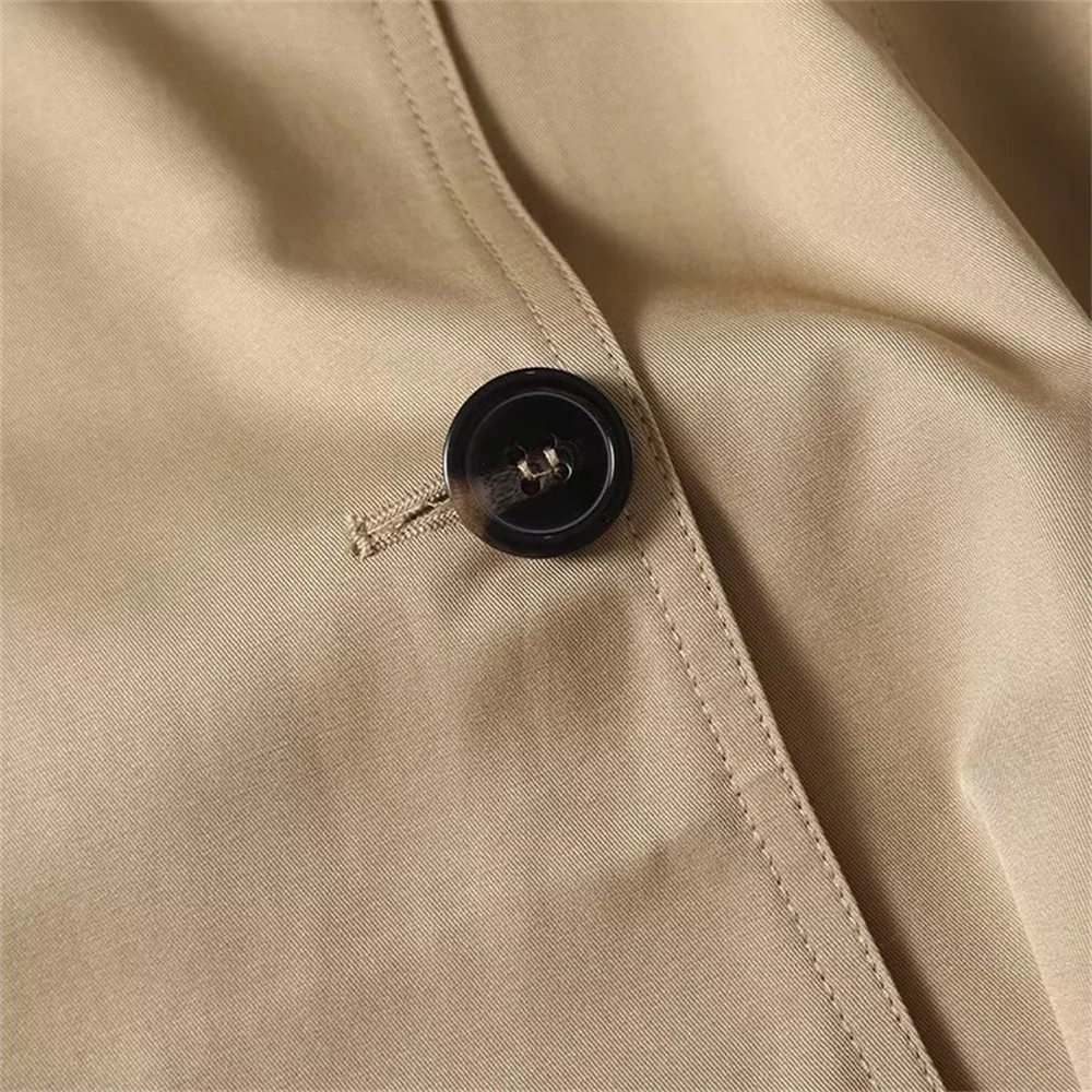 Otoño nueva moda mujer clásico estilo británico edición corta abrigo cortavientos con doble botonadura