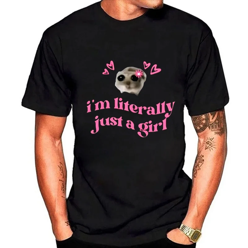 Meme Sad Hamster in Pink Bow Shirt Funny if You Really Care That's Me Internet Meme Gift Sad Hamster Tiktok Harajuku Streetwear