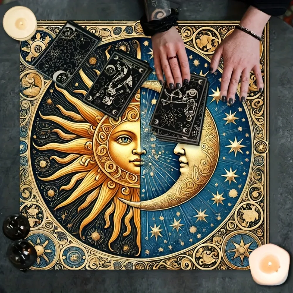 Tarot Altar Cloth Multiple Sizes HD Digital Print Sun Moon Floral Life Tree 100 Polyester Wrinkle Free Oracle Card Mat Spiritual