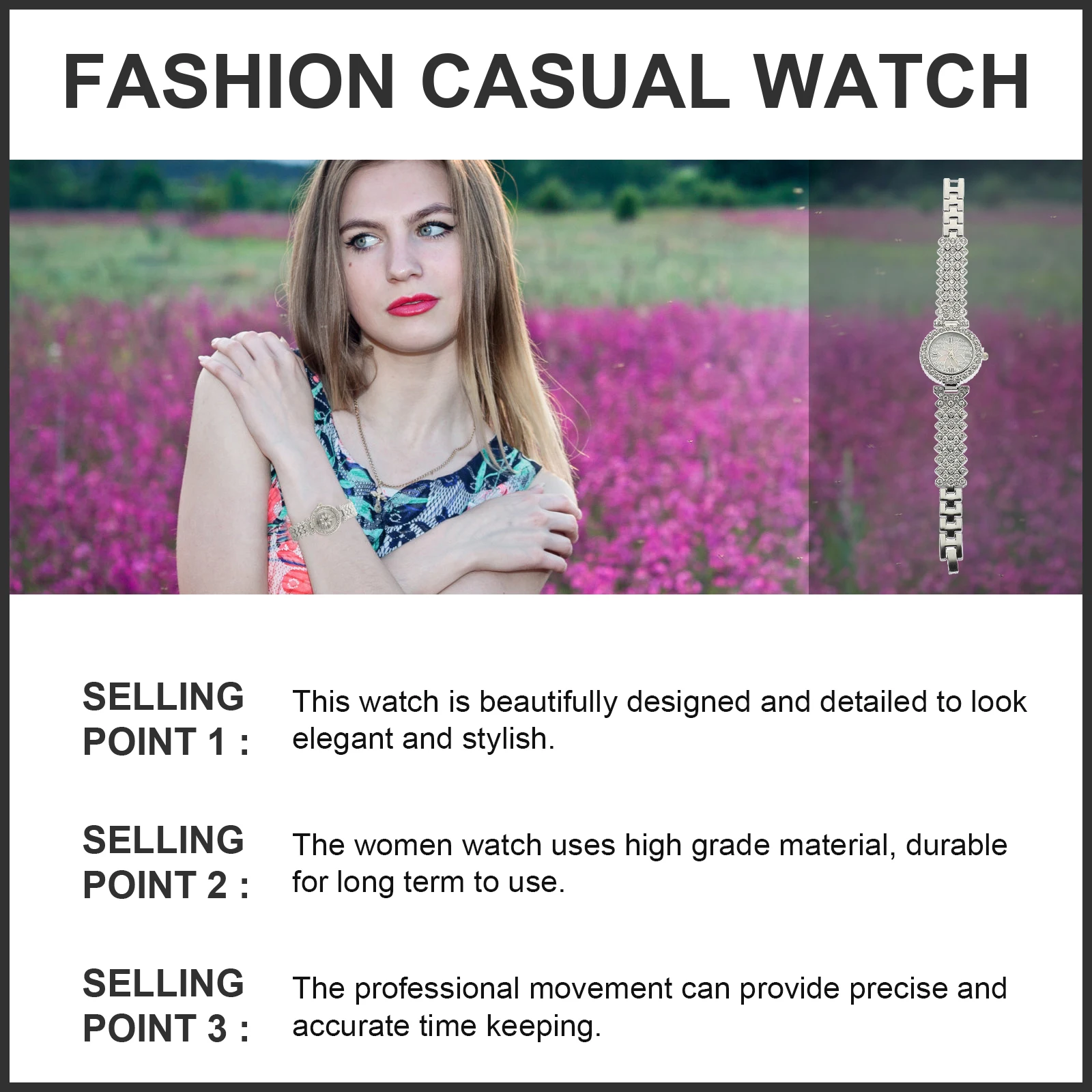 

Rhinestone Embellished Quartz Watch Casual Adjustable Belt Fashionable Wrist Watch for Women Ladies Watches Stylish and Delicate