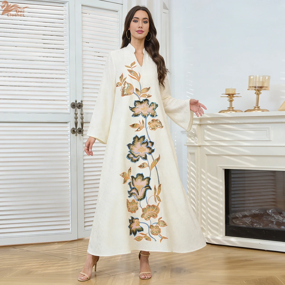 

Роскошное вышитое дубайское платье-абайя для мусульманок, исламская праздничная одежда, джалабия, наряд для путешествий на Ид, арабский кафтан, турецкий халат