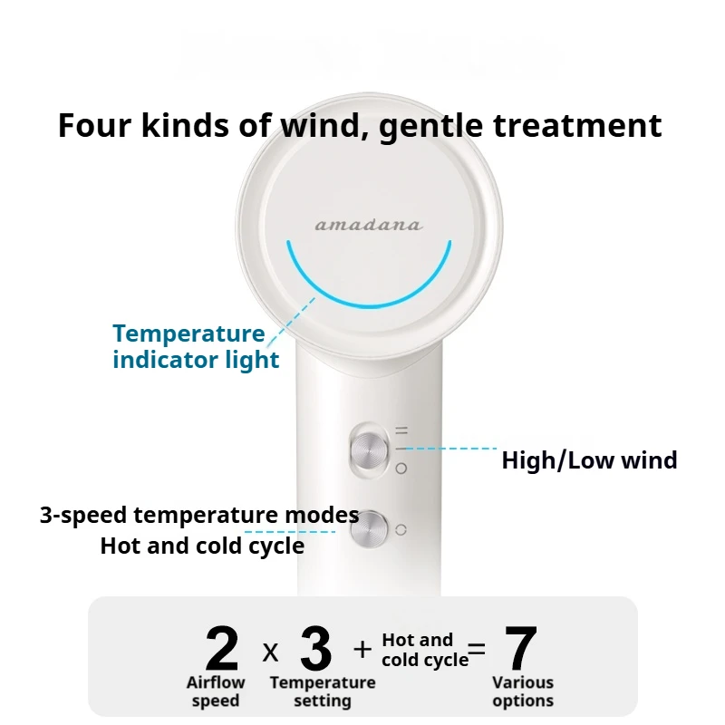 AMADANA High-Speed Hair Dryer 110000RPM Fast Drying 200M Negative Ions 55°C Constant Temperature Low Noise Gift Box