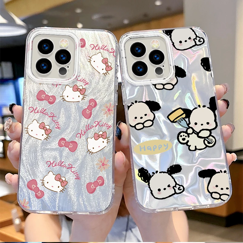 Sanrio Hello Kitty Pochacco Gradient Case for iPhone 15 14 13 12 11 Pro Max XR XS X 8 7 6S 6 Plus SE 2020 2022 Shockproof Cover