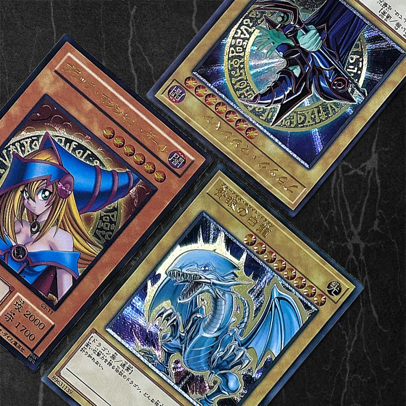 Yu Gi Oh Cards Japanese Blue-Eyes White Dragon Dark Magician Girl DIY Flash Texture ACG Anime Game Hobbies Collection Card