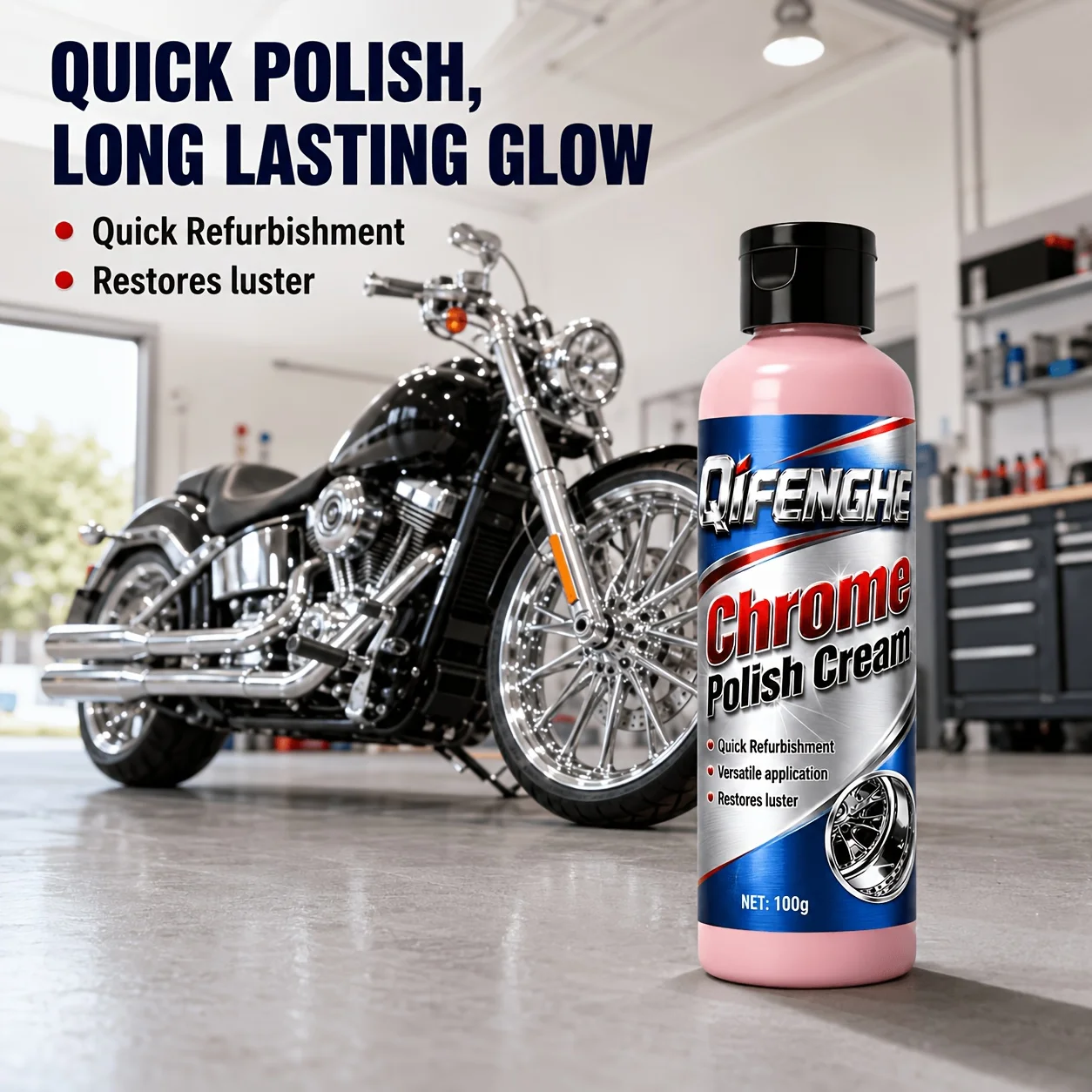 100g Chrome Polish Cream - Quick Polishing Compound That Cleans Protects And Gives a Long Lasting Glow to Your Chrome Accessorie view 3
