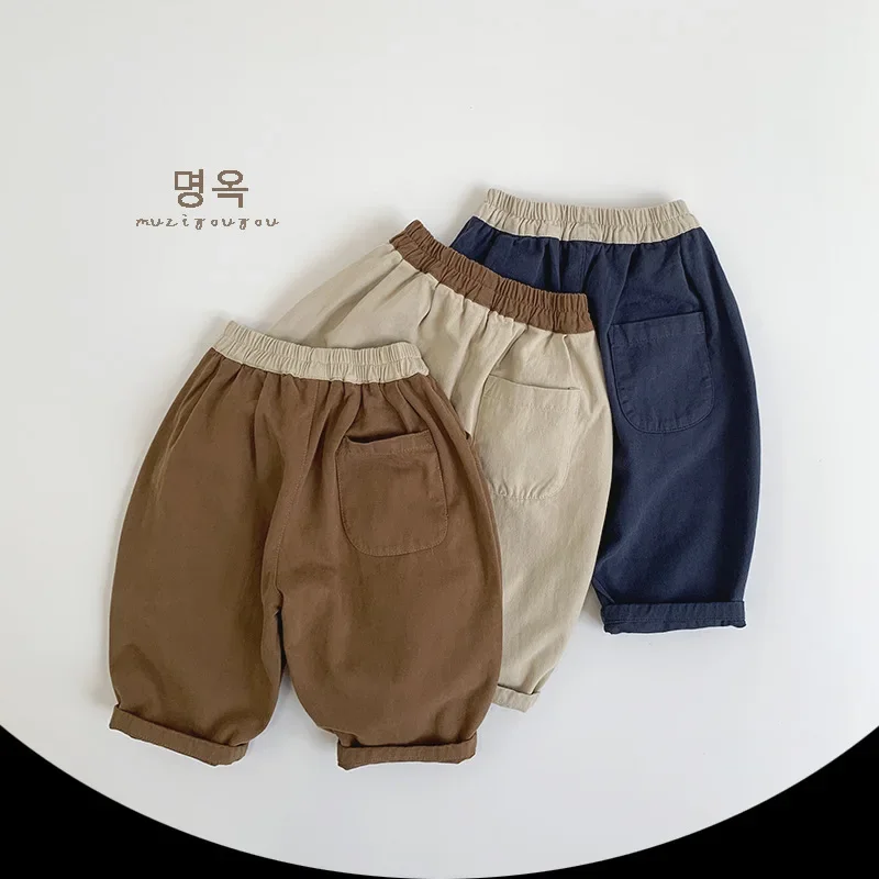 2024 Children's Casual Pants Autumn Boys and Girls Outerwear Long Pants Middle and Children's Korean Edition